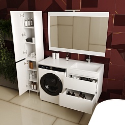 Style Line Тумба с раковиной Даллас 120 Люкс R, белая PLUS подвесная – фотография-8